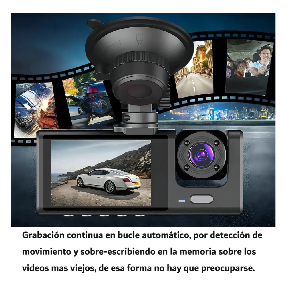 Miniatura 6 de Cámara Carro Dash Cam 1080p Hd 3 Lentes